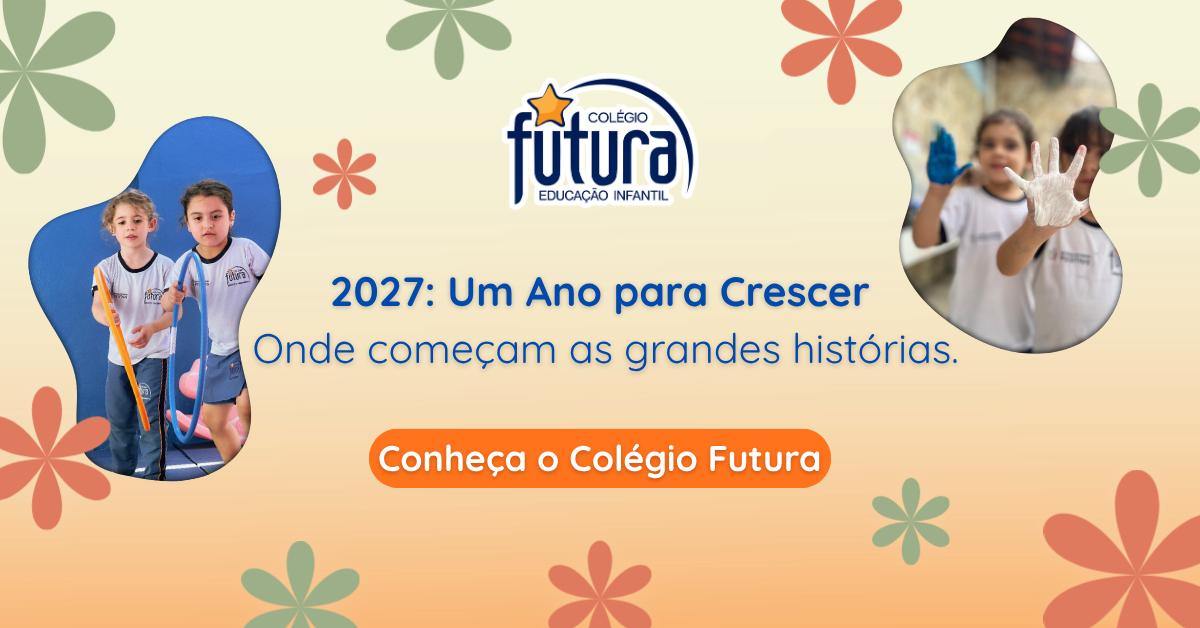 Versão mobile do banner principal com crianças em atividades lúdicas no Colégio Futura Educação Infantil em Jundiaí SP para 2027.