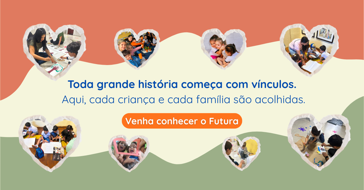 Versão mobile do banner institucional destacando vínculos, acolhimento de famílias e crianças no Colégio Futura Educação Infantil Jundiaí SP.